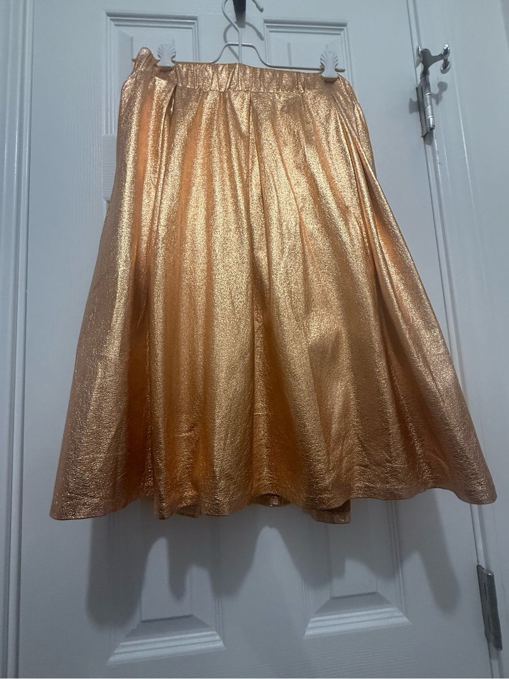 Moulinette Soeurs Metallic Rose Gold Midi Skirt Small Anthropologie
